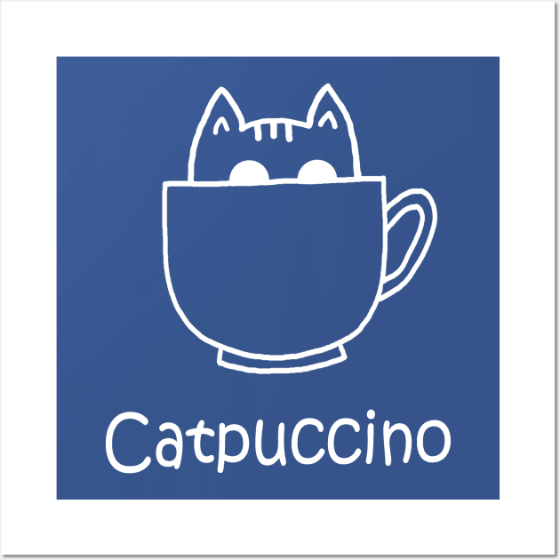 Catpuccino White Pocket Wall Art by PelicanAndWolf